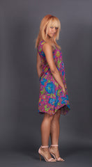One Shouldered Magenta Floral Dress