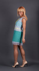 Blue, Yellow and White Lace Dress